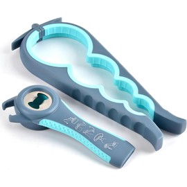 Multi-Function Jar, Bottle Opener Set – 4-in-1 Jar Opener, 5-in-1 Bottle Opener for Weak Hands & Seniors with Arthritis