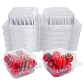 WAQIAGO 200 PCS 5x5 Inch Plastic Clamshell Take Out Tray,Disposable Sturdy Hinged LoafContainers,to go containers 56XU016V07EL04QFI7OP 0