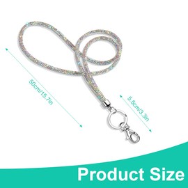 AEIOPRS 1 x Card Holder Lanyard with Bling Rhinestone Lanyard Crystal Collar Women's Necklace for Key Chain and ID Card Holder White, silver