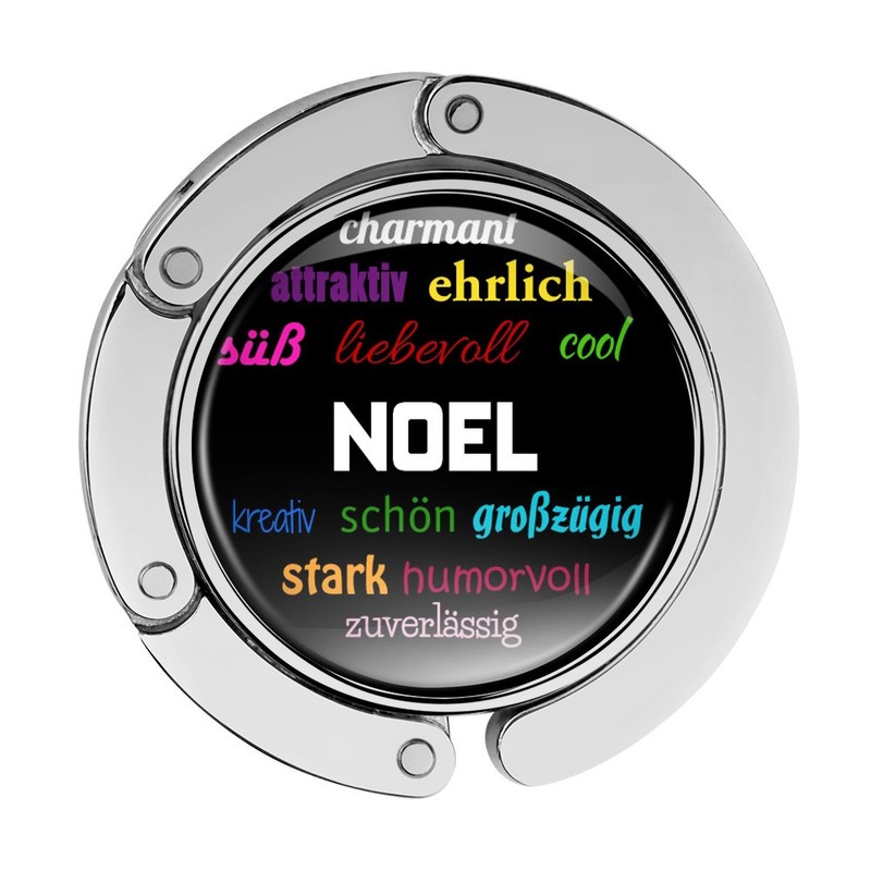 Taschenhalter Positive Eigenschaften Personalisiert mit Namen Noel printplanet Chrom