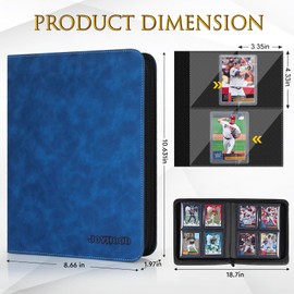 JoyHood Top Loader Binder, Holds 112 Top Loaders, 4 Slot Trading Cards Collection Binder with Sleeves, Top Loader Storage Holder for Sports Card, Sapphire Blue