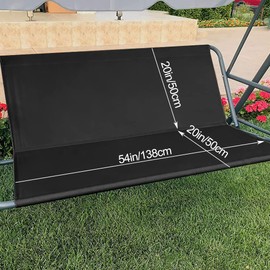 Replacement Garden Swing Seat Cover, Durable 600D Oxford Fabric Garden Swing Chair Cover Outdoor, Fit for 2 and 3 Seater Swing Chair 138 x 50 x 50 cm Black