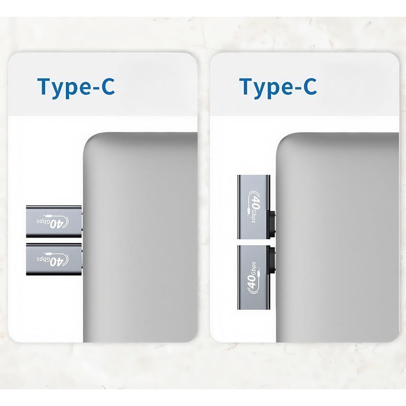 OUGCYG USB C Right Angle Adapter 2 Pack, 240W 40Gbps