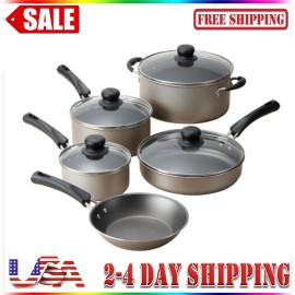 Unbranded Tramontina 9-Piece Non-Stick Cookware Set, Champagne