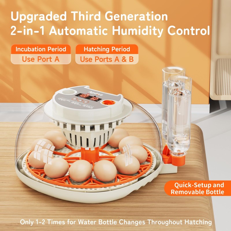 Egg Incubator with Temperature and Humidity Control, Automatic Egg Turner,