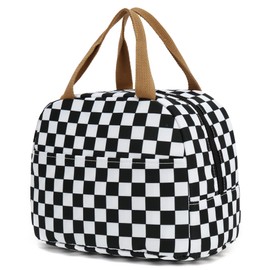 Bolsa de almuerzo a cuadros para mujeres y niñas, reutilizable, aislada, para pícnic, para adultos, niños, trabajo, escuela, senderismo, playa