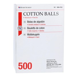Henry Schein Cotton Ball, Sterile Medium, 500 / Box, 1Box