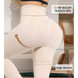 Suprenx Shapewear Leggings High Waisted Seamless Tummy Control Body Shaper Footless Tights Butt Lift Compressions Pants Beige