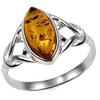 Amber Sterling Silver Celtic Small Thin Ring , Size 10