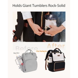 LOVEVOOK Laptop Backpack for Women with Giant Tumbler Holder Pocket, 15.6 inch Travel Work Backpack Purse for Nurse Teacher, Waterproof School Bag College Bookbag Cute Casual Daypack for Girls