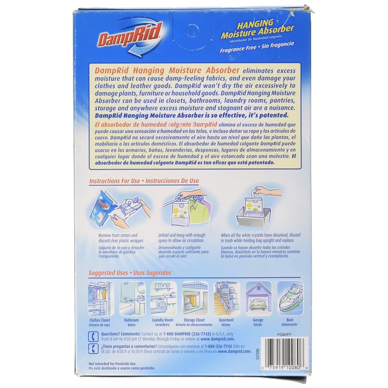 Damp Rid FG80FF Fragrance Free Hanging Moisture Absorber
