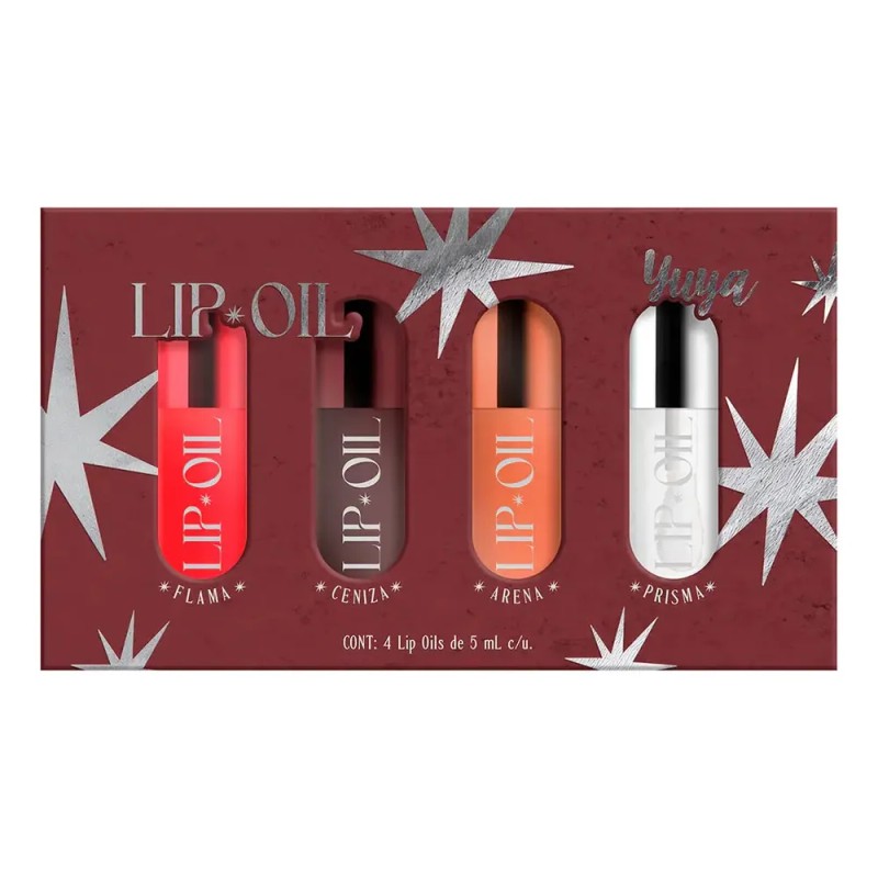 Yuya Lip Oil Brillo Labial Hidratante Natural Set 4 Pzas