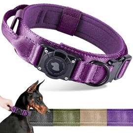 Collar de perro AirTag impermeable actualizado 2026, collar de perro táctico militar con soporte AirTag, mango de control cómodo y hebilla de metal, soporte GPS para collar de perro para perros