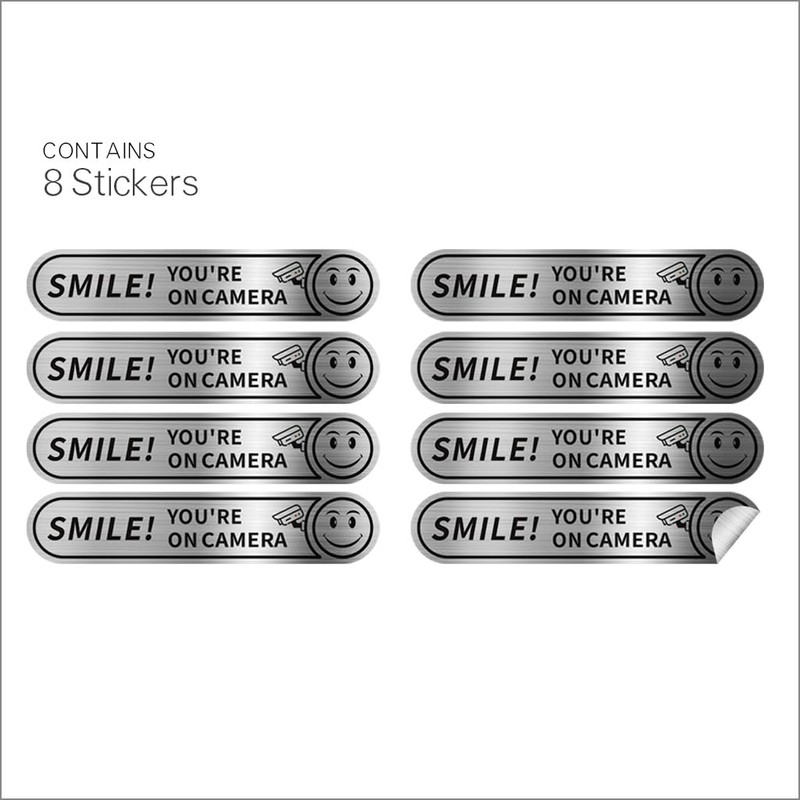 8 pieces Smile You're On Camera Stickers for Cars, Brushed