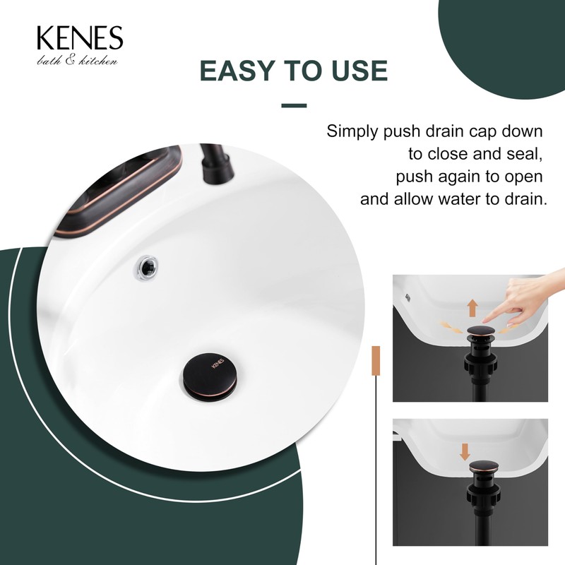 KENES Oil Rubbed Bronze Pop Up Bathroom Sink Drain with