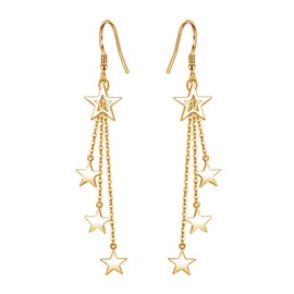 Star Long Tassel Dangle Earrings for Women Shooting Star Earrings Meteor Lucky Star Pearl Drop Earrings Jewelry, Large, Alloy, 18K gold electroplating, s925 silver needle, no inlay