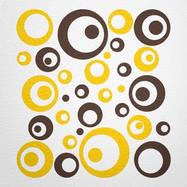 WANDfee® Wall Tattoo, Circles, Dots, 50 Stickers, Colour Choice For Children's Bedroom, Living Room, Hallway, Bathroom, Kitchen, Tile Stickers, brown