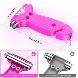 MisFun Car Safety Hammer, Window Breaker 3 in 1 Emergency Escape Tool with Seat Belt Cutter for Women, Cute Pink Coloured Safety Escape Hammer for Car, Family