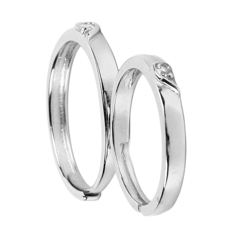 1 Pair Couple Rings Silver Men Women Finger Ring Accessory