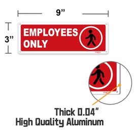 FHEGI 2-Pack Employees Only Sign for Door, 9 x 3 Inch Employees Only Sign for Office Business Door Signs for Store Company Restaurant Restroom Wall Entrance, Reflective Rust Free Aluminum