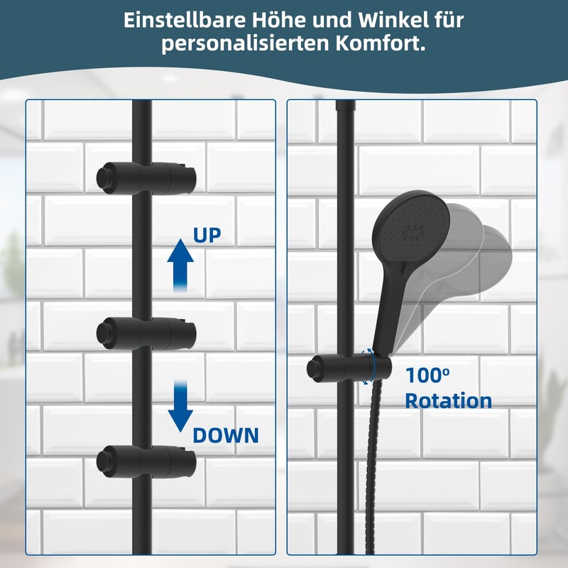Hibbent Universal Adjustable Shower Holder with Hooks - Suitable for