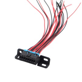 iKKEGOL OBD II J1962F OBD2 16 Pin Female Connector Dash Port Open Tinned Wire Pigtail Full Cables DIY with Underdash Bracket Fixed Harness Assembled Plug in 12"/30cm