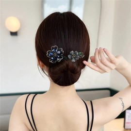 Lazy Hairpin,Rhinestone Elegant Meatball Head Hair Device Lazy Half Ball Hair pin, Anti-slip Hairpins for Women Ladies Girls 1 Pc -049#01