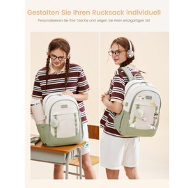 LOVEVOOK School Backpack Girls Teenagers 15.6 Inch Laptop Backpack Women's Lightweight School Bag School Bag with Plush Pendant Casual Large School Bag for School Middle School