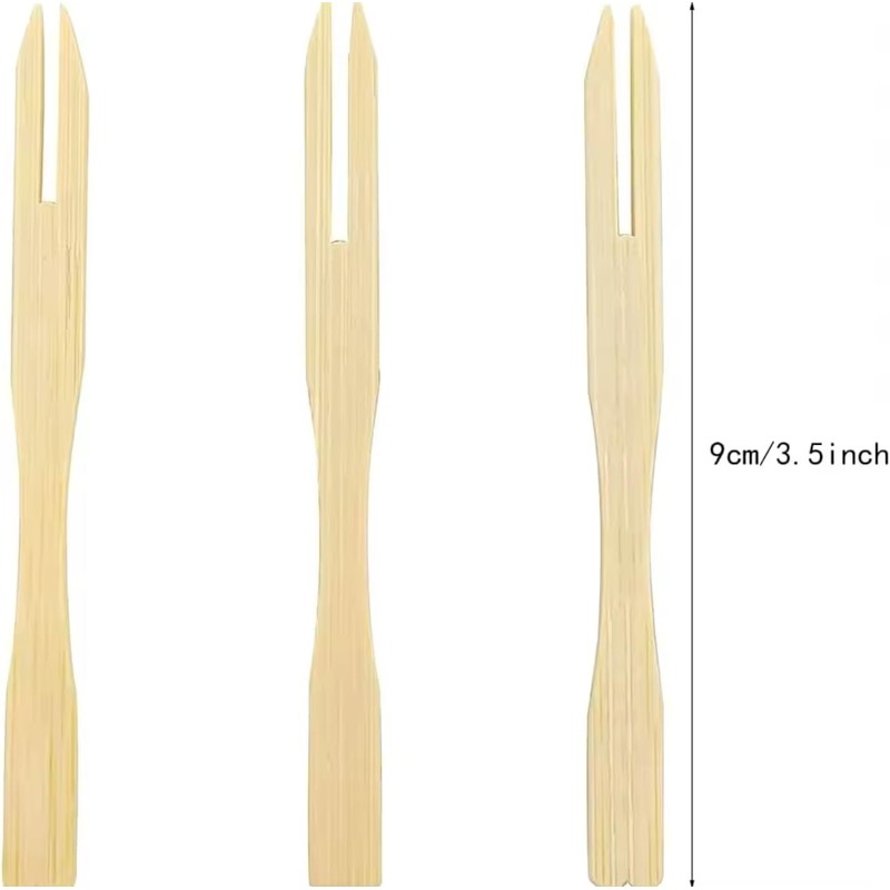 Whispering Fantasy 100pcs 9cm Wooden Fruit Forks, Disposable Wooden Forks