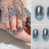 Sun&Beam Nails Handmade Nail Tip, Short, Almond, Blue, Silver, Silver,