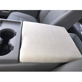 Car Console Covers Plus Made in USA Designed for Ford F150 F250 with 40/20/40 Jump Seat Models 2014-2024 Fleece Center Console Armrest Cover for Console Image Shown and Lid Must Open Taupe