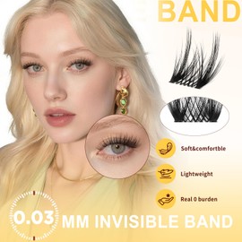Lash Clusters Kit with 0.03mm Fine Band, 120PCS Waterproof Manga Lashes-Cluster, Eyelash-Clusters-Kit with Bond&Seal and Tweezers Easy to Wear and Long-Lasting (FD-0.03-A)