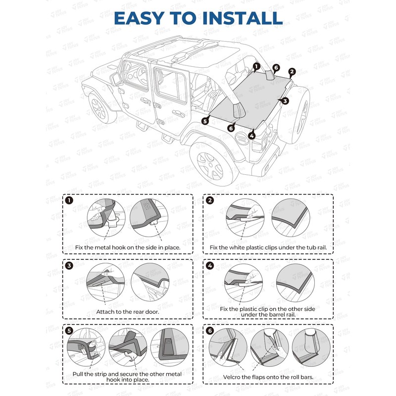 JOYTUTUS Tonneau Cover Compatible with Wrangler JK 4 Doors 2007-2018,