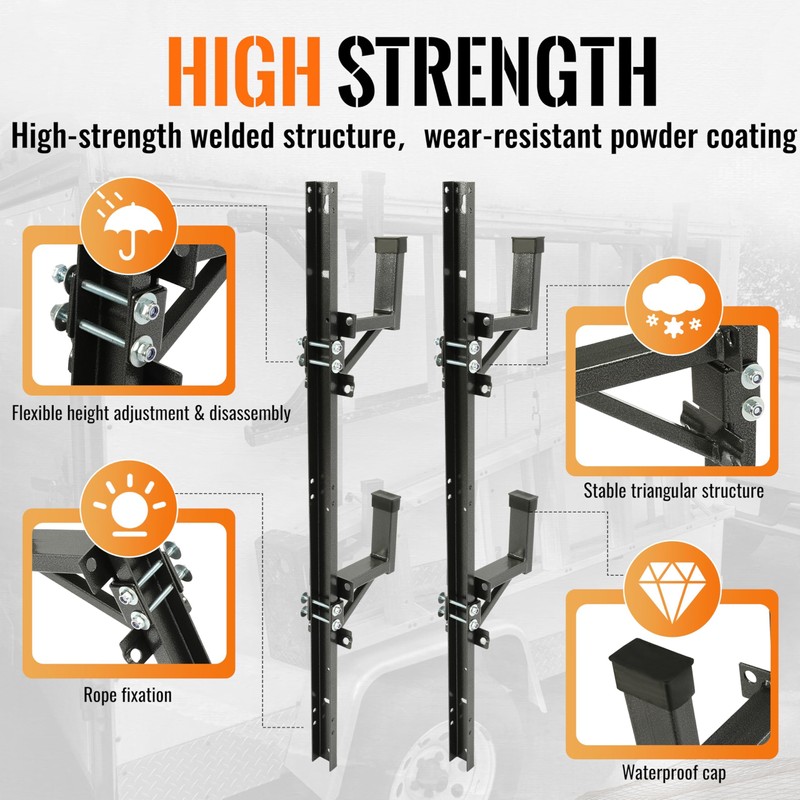 Kojem Adjustable Side Mount Ladder Rack Universal Steel Compatible with