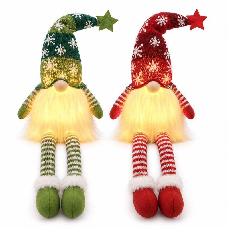2-Pack LED Christmas Gnome Decorations for Holiday Home Decor –
