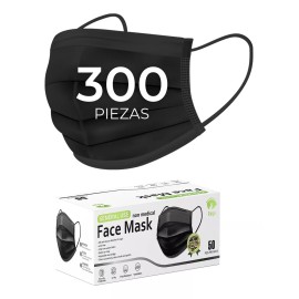 Cubrebocas Tricapa Termosellado Plisado Negro 300 Piezas