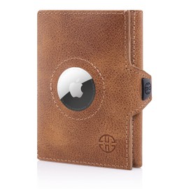 TRUSADOR Verona Leather Wallets for Men & Women Trifold Slim Front Pocket RFID Wallet (Air Tag Pocket, Cognac)