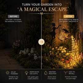 Solar Watering Can Light for Garden Decor – Outdoor Fairy String Lamp with Waterfall Glow for Pathways & Patios
