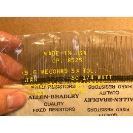 Allen-Bradley 50 NOS Allen Bradley 5.6 meg ohm 1/4 watt 1/4W Carbon Comp Resistors (Qty)
