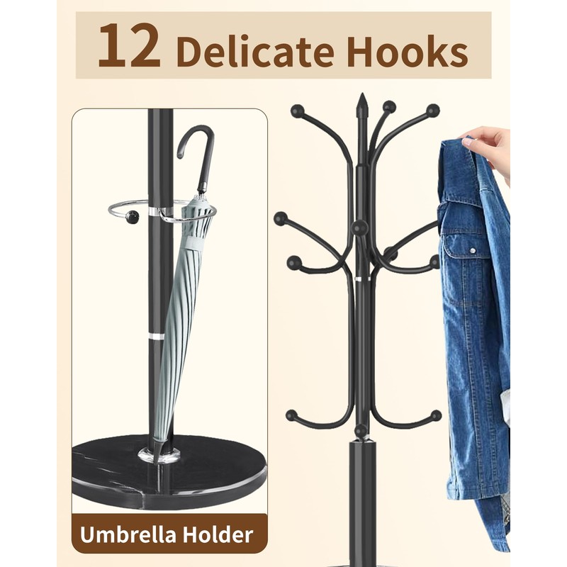 EZIVIEZ Modern Coat Rack Stand, Metal Freestanding Coat Rack with