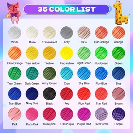 35 Colors 3D Pen PLA Filament Refills, 16.4 ft per Color Total 574 ft–1.75 mm PLA Filament, Compatible with MYNT3D / SCRIB3D Printing Pen, Not Support for 3Doodler Pen