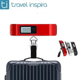 【Travel Essentials】Travel Inspira, Luggage Scale, Portable Digital Hanging Baggage Scale, For Travel, Suitcase Weight Scale, With Rubber Paint, 110 Pounds, Battery Included - Color: Red