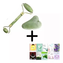 Maluk Beauty Rodillo Jade + Guasha Tonificante + 5 Mascarillas Faciales