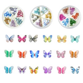 90pcs Micro Resin Butterflies Miniatures, 3D Butterfly Nail Charms, Nail Decorations and Tiny Butterflies for Nail Art Decoration DIY Crafting Design (90pcs)