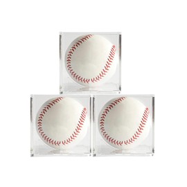 IUMÉ 3-Piece Baseball Case, Set of 3, Baseball, Home Run Ball Case, Sign Ball Case, Baseball, Prevents Degradation and Tarnishing, UV Protection, Acrylic, Collection Case, Ball, Important Memorial Ball or Home Run Ball Display, Compatible with Hard Baseb