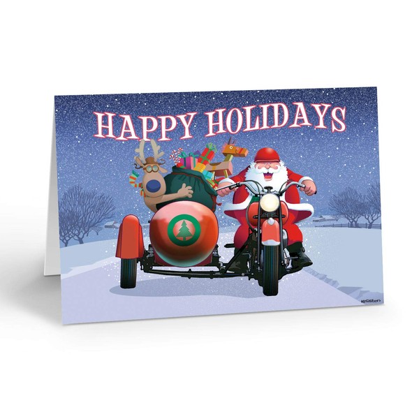 Motorcycle Christmas Cards - Motorcycle Sidecar - 18 Christmas Cards & Envelopes (Sidecar)