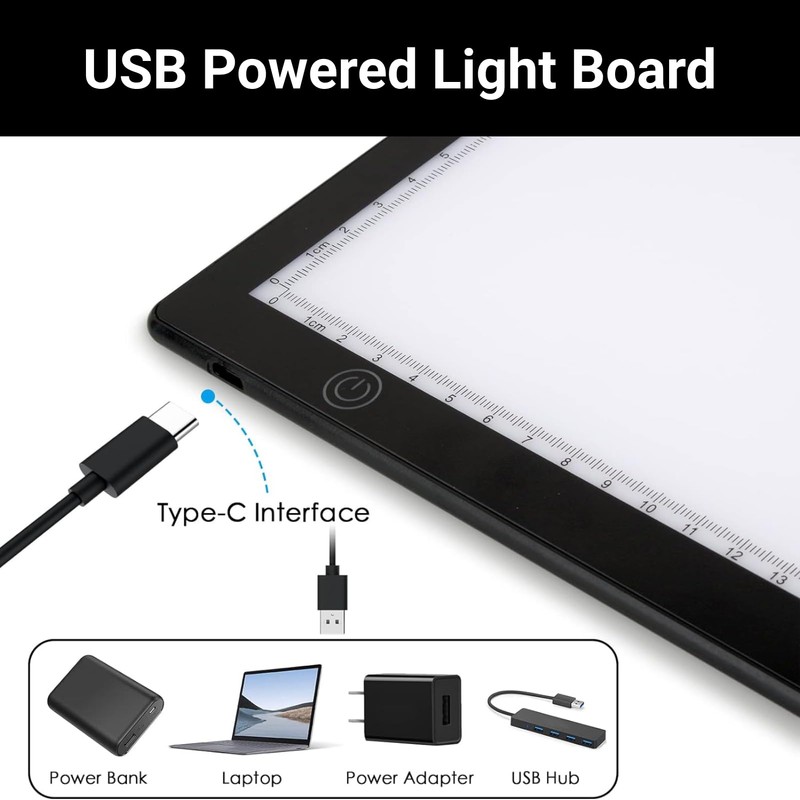 A4 Ultra Slim Slide Viewer, Black Acrylic with 3 Brightness