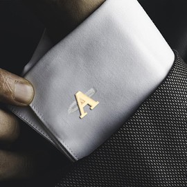 Salutto Men's Gold Letter A Cufflinks 1 Pair with Gift Box (A)