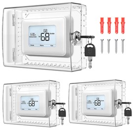 Gedreew 3 PCS Large Thermostat Lock Box Cover with Key, Clear Thermostat Cover with Lock Compatible With Honeywell Thermostat On Wall, AC Lock Box Cover with Key Fits Thermostats 5"H x 6" W or Smaller