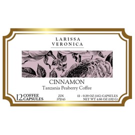 Cinnamon Tanzania Peaberry Coffee (Single Serve K-Cup Pods) (Gourmet, Naturally Flavored, Whole Coffee Beans) (12 pods, ZIN: 572145) - 3 Pack